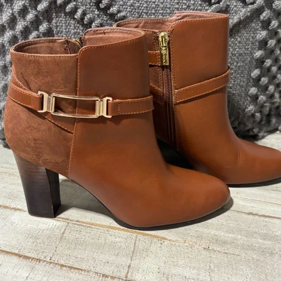 ❤️Isola Vivian Caramel Leather &Suede Ankle Boots-Sz 8 - Picture 2 of 8